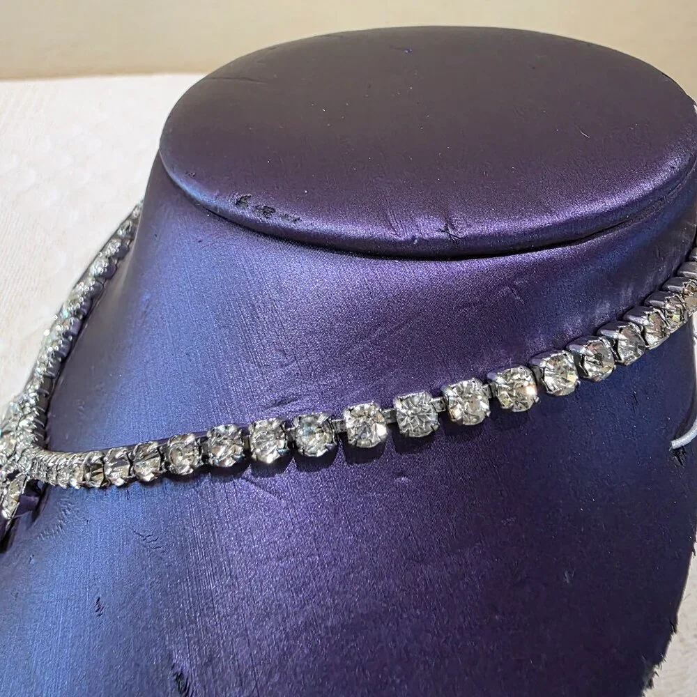 1940-1954 Joseph Weisner NY Brilliant Crystal Drop Rhinestone Statement Necklace